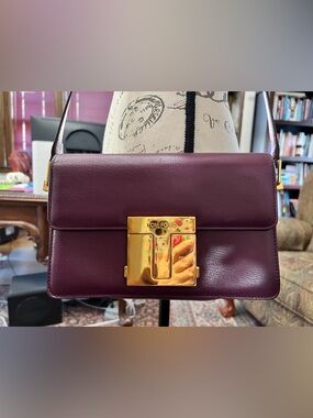 Tom Ford T Clasp Plum Leather Crossbody Bag